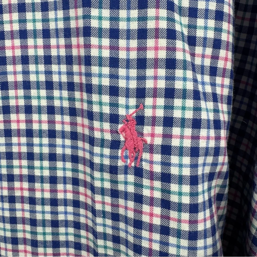 Polo by Ralph Lauren Mens 1XB Blue‎ and Pink Casual Button Down LS Shirt